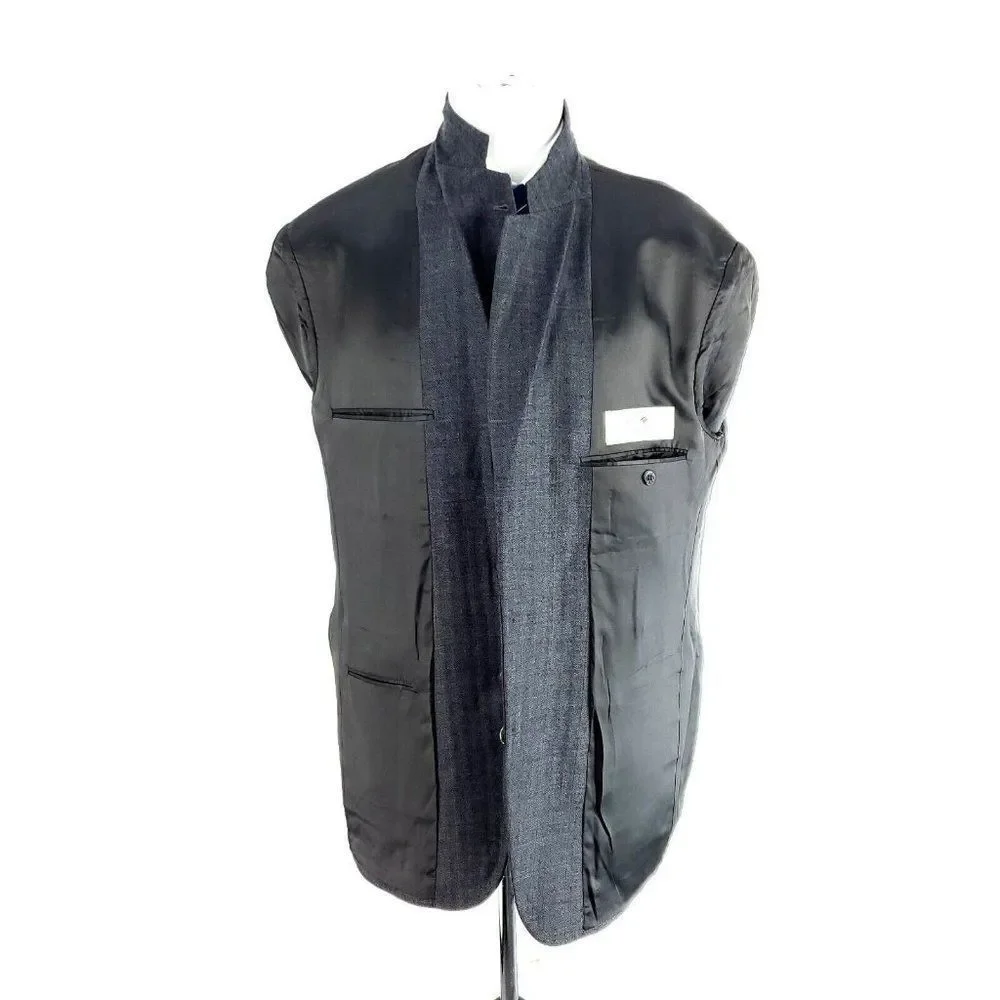 Joseph Abboud Nordstrom Wool 3 Button Sport Coat 42R Gray Blue Herringbone W/ Or